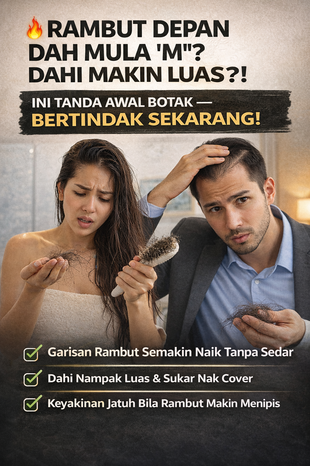 Couple with beautiful healthy hair